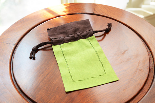 Hemstitch Sachet Bags, multi color, hot green & brown border